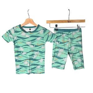 Tea Collection Boys Green Turtle Pajama Set Size 8